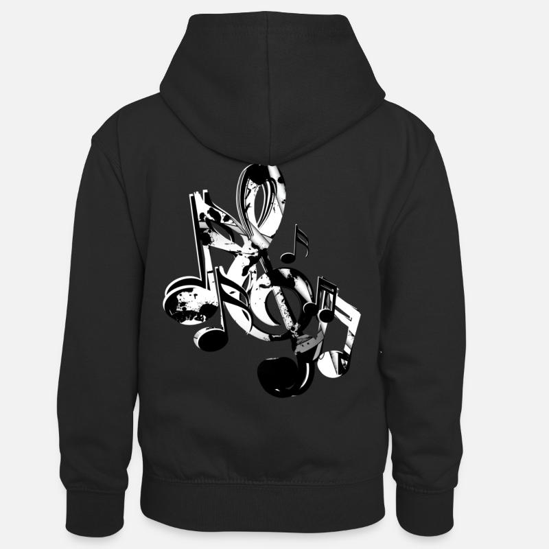 Notes de clé - Sweat à capuche contrasté Enfant - noir/rouge