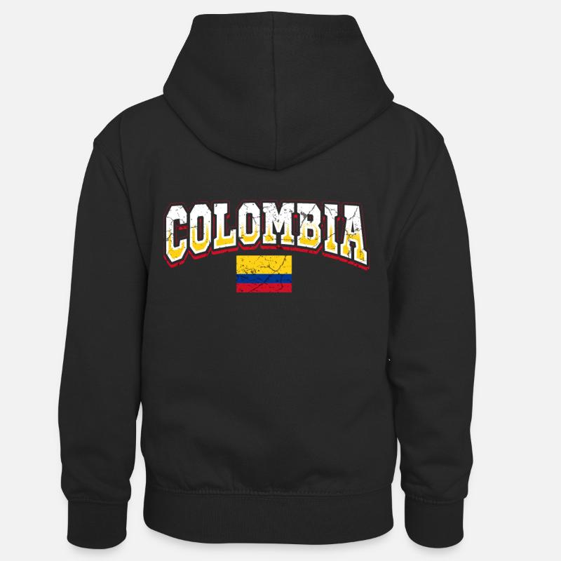 Colombie - Sweat à capuche contrasté Enfant - noir/rouge