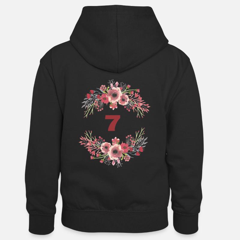 7ème anniversaire - Sweat à capuche contrasté Enfant - noir/rouge