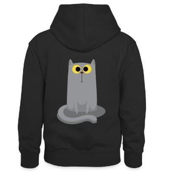 Graue Katze sitzen - Kinder Kontrast-Hoodie - Schwarz/Rot - Hinten