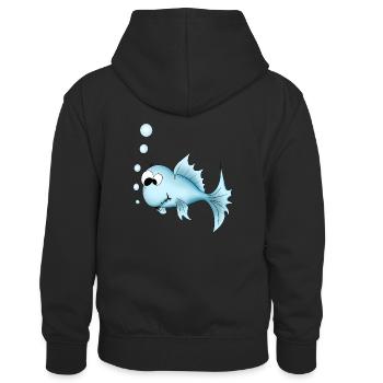 fish - Kids’ Contrast Hoodie - black/red - Back