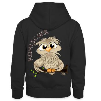 Komischer Kauz - Kinder Kontrast-Hoodie - Schwarz/Rot - Hinten