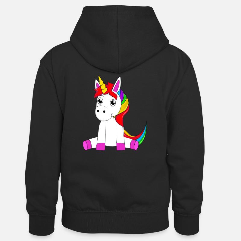 Licorne - Sweat à capuche contrasté Enfant - noir/rouge