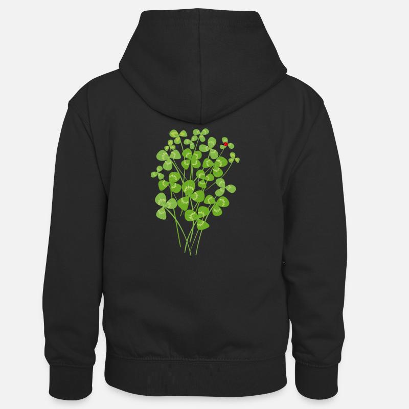 Chance de trèfle coccinelle - Sweat à capuche contrasté Enfant - noir/rouge
