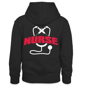 Krankenschwester mit Spritze und Stethoskop - Kinder Kontrast-Hoodie - Schwarz/Rot - Hinten