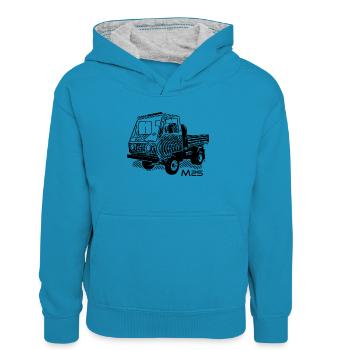 Multicar M25 | | rda Cyclomoteur | Camion | Technologie - Sweat à capuche contrasté Enfant - bleu paon/gris chiné - Devant