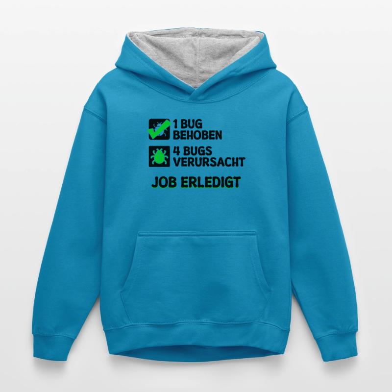 Open Source Bugfixing Bugs Developer Programmier Kinder Kontrast-Hoodie