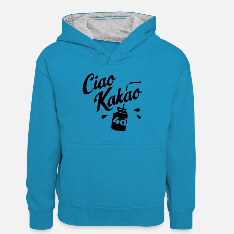 Abschlussklasse 4d - Kinder Kontrast-Hoodie - Pfauenblau/Grau meliert