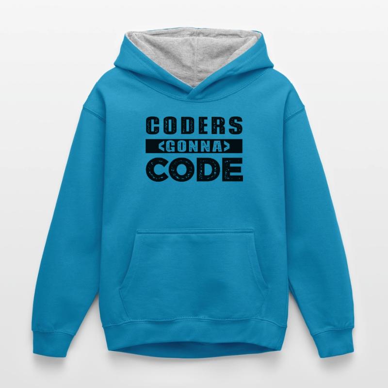 Coders Gonna Code Kinder Kontrast-Hoodie