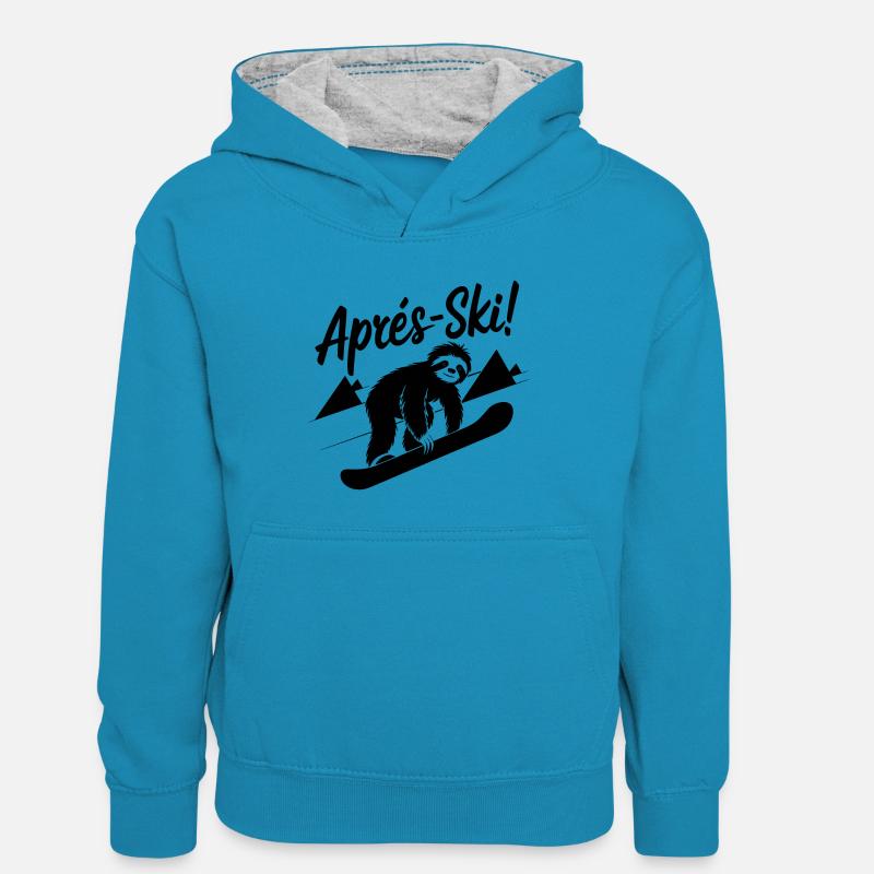 Sloth Sloth Snowboard Après-Ski - Sweat à capuche contrasté Enfant - bleu paon/gris chiné