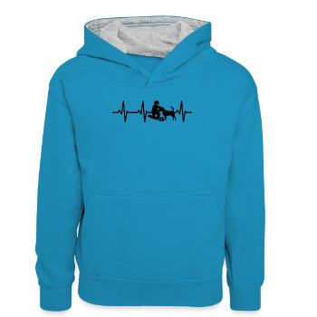 Palpitations de la figure de bâton vétérinaire - Sweat à capuche contrasté Enfant - bleu paon/gris chiné - Devant