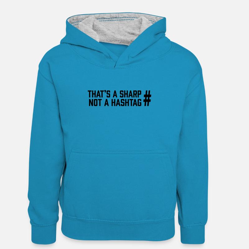 Sharp vs Hashtag - Kids’ Contrast Hoodie - peacock blue/heather grey