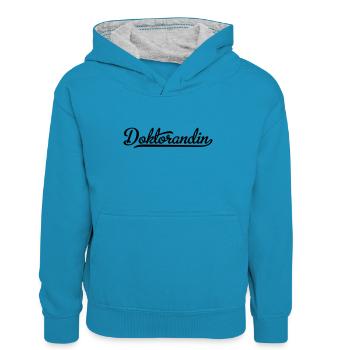 PhD student - Kids’ Contrast Hoodie - peacock blue/heather grey - Front