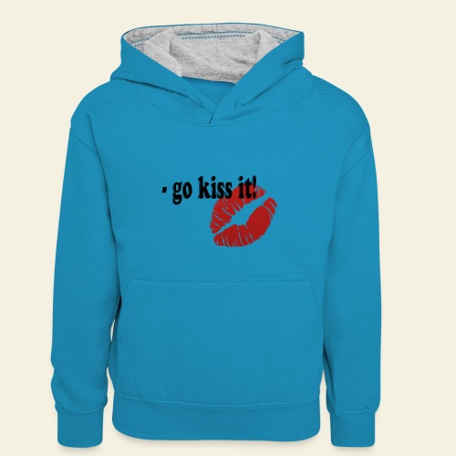 go kiss it - Kontrasthoodie børn