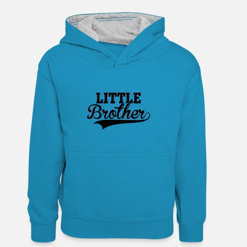 Little Brother - Sweat à capuche contrasté Enfant - bleu paon/gris chiné