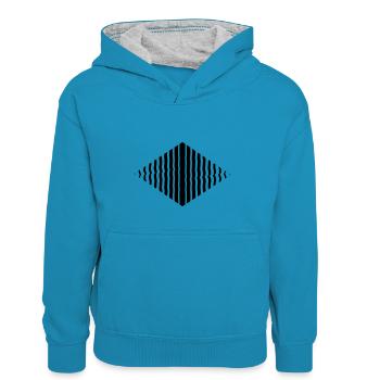 Ruit vorm lijn patroon vele lijnen - Teenager contrast-hoodie/kinderen contrast-hoodie - pauwblauw/grijs gemêleerd - Voor