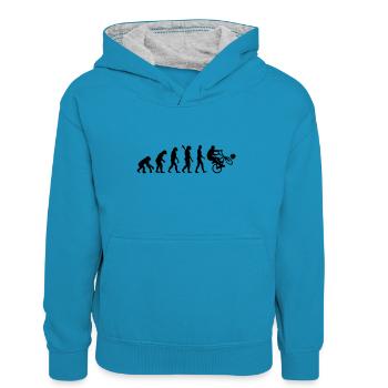 Evolution Cycle ball - Sweat à capuche contrasté Enfant - bleu paon/gris chiné - Devant