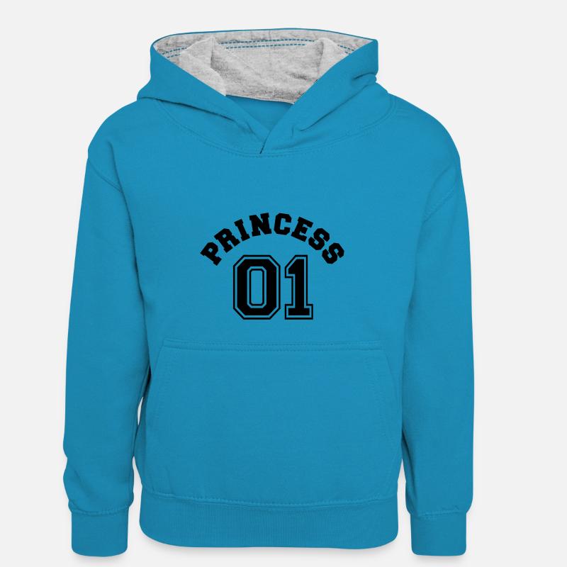 Princess 01 - Sweat à capuche contrasté Enfant - bleu paon/gris chiné
