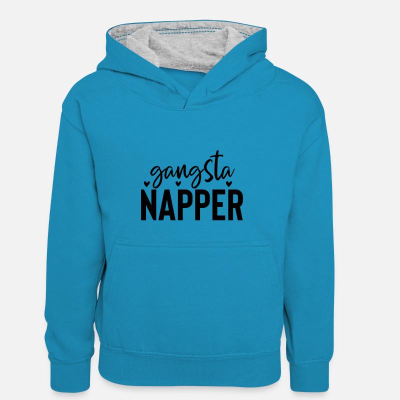 Gangsta Napper - Sweat à capuche contrasté Enfant - bleu paon/gris chiné