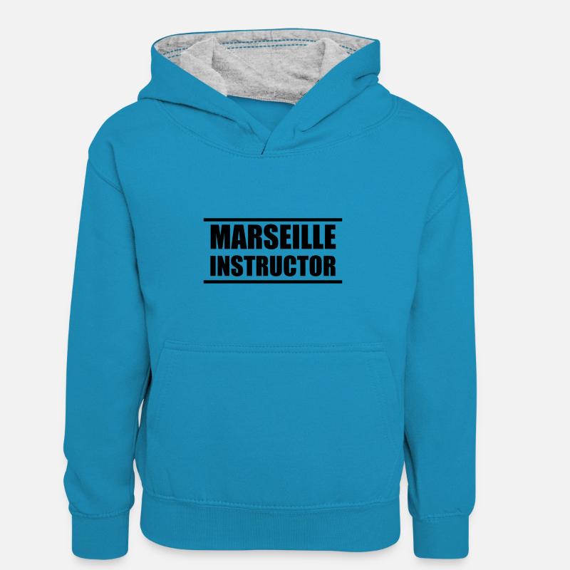 Marseille Instructor - Sweat à capuche contrasté Enfant - bleu paon/gris chiné