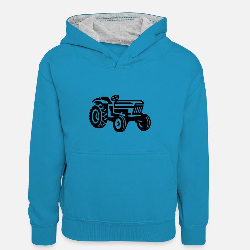 Traktor3 - Sweat à capuche contrasté Enfant - bleu paon/gris chiné