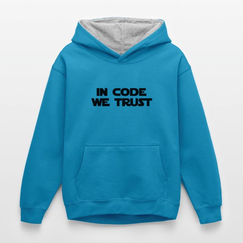 Computer / Developer / Geek / Code / Funny Kids’ Contrast Hoodie
