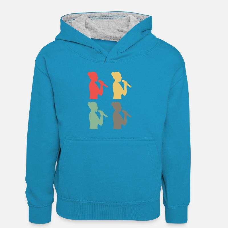 Chœur coloré variété chant - cadeau - Sweat à capuche contrasté Enfant - bleu paon/gris chiné