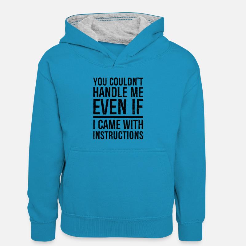 tu ne pourrais pas, même si je venais avec des instructions - Sweat à capuche contrasté Enfant - bleu paon/gris chiné