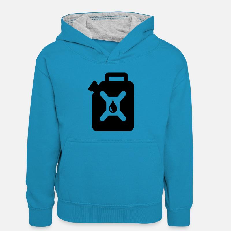 Jerrycan - Kids’ Contrast Hoodie - peacock blue/heather grey