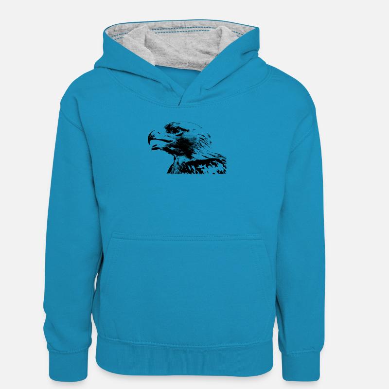 Aigle - Sweat à capuche contrasté Enfant - bleu paon/gris chiné