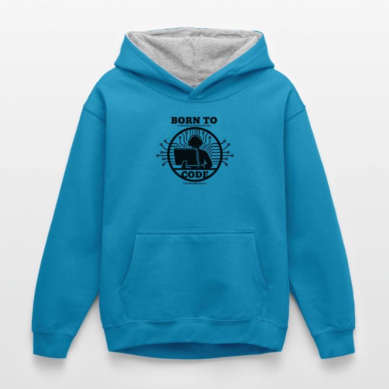 Programmierer, der zum Programmieren geboren wurde Programmierer Kinder Kontrast-Hoodie