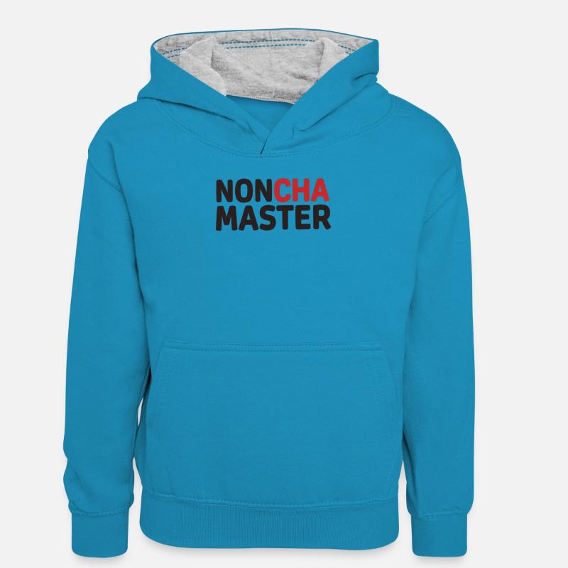 Noncha Master - Sweat à capuche contrasté Enfant - bleu paon/gris chiné