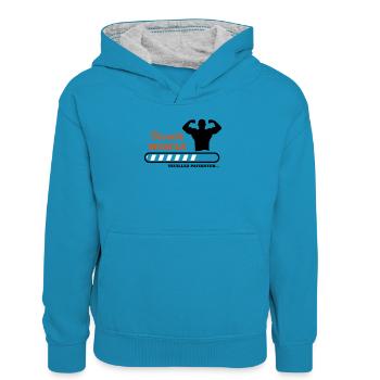 bald muskulös - Kinder Kontrast-Hoodie - Pfauenblau/Grau meliert - Vorne