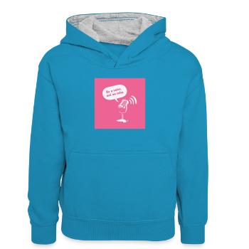 Sois une voix, pas un écho - Sweat à capuche contrasté Enfant - bleu paon/gris chiné - Devant