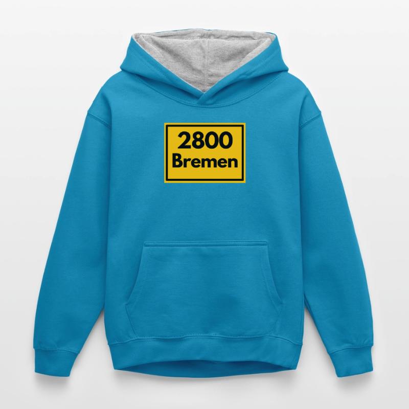 OLD POSTCODE ZIP CODE RETRO2800 BREMEN STADTMUSIK Kids’ Contrast Hoodie