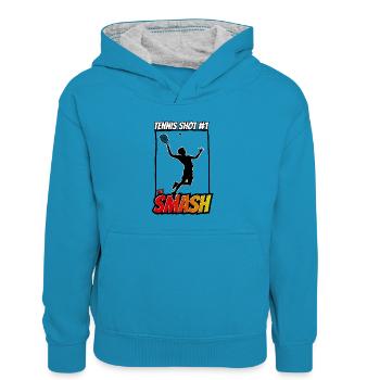 Maillot Tennis Shot Smash Winner - Sweat à capuche contrasté Enfant - bleu paon/gris chiné - Devant