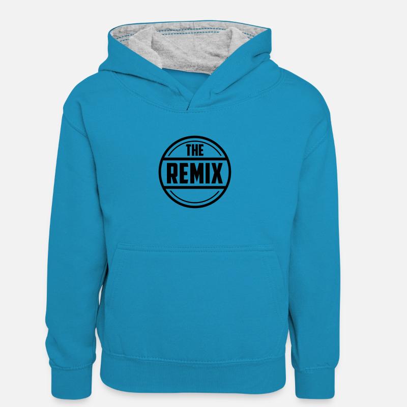 The Remix - Sweat à capuche contrasté Enfant - bleu paon/gris chiné