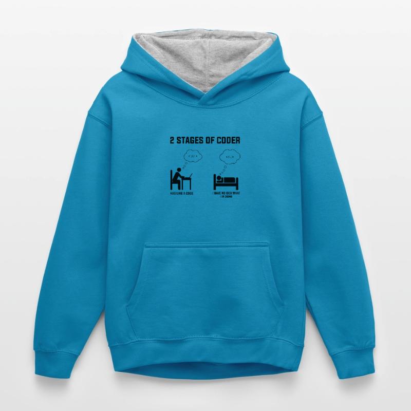 2 étapes du codeur - Idée cadeau Codage de code d’humour Sweat à capuche contrasté Enfant