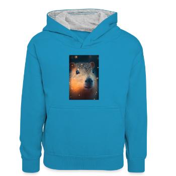 Capybara Capybara Rongeurs Animal Animaux - Sweat à capuche contrasté Enfant - bleu paon/gris chiné - Devant