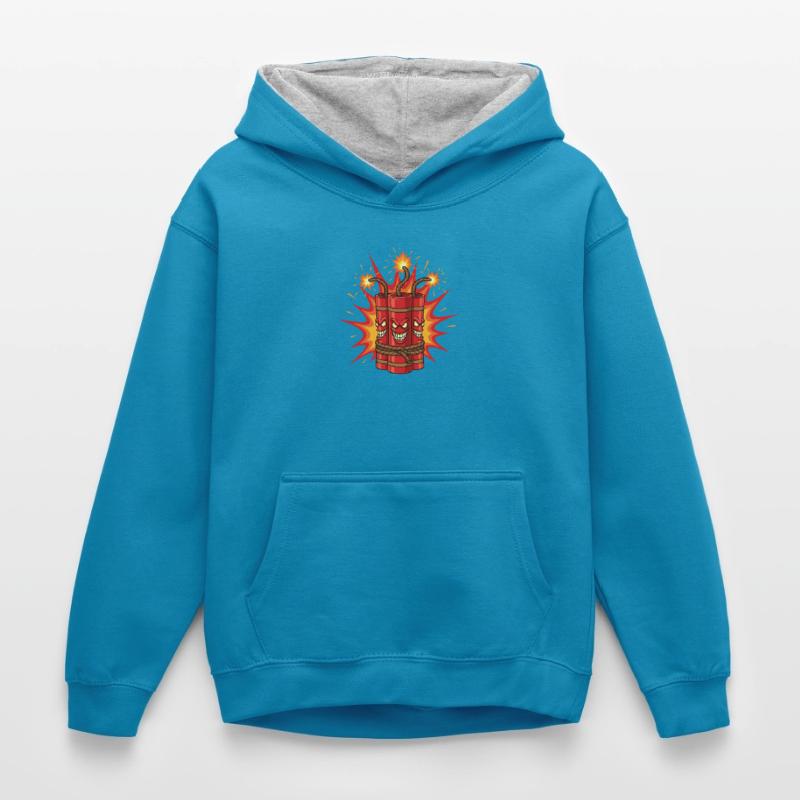 Exploding Dynamite Art Kids’ Contrast Hoodie