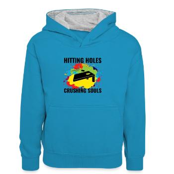 Cornhole Bean Bag Toss Outdoor Lawn Game Funny - Kids’ Contrast Hoodie - peacock blue/heather grey - Front