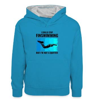 Flossenschwimmen Flossenschwimmen Schwimmen Schwimmen Wassersport - Kinder Kontrast-Hoodie - Pfauenblau/Grau meliert - Vorne