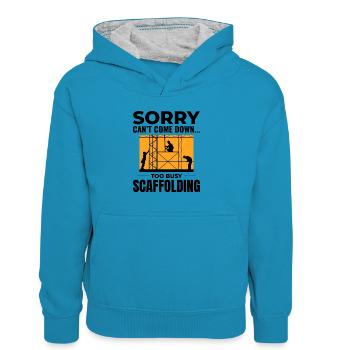 Scaffolder Scaffold Builder Scaffolding Platform - Kids’ Contrast Hoodie - peacock blue/heather grey - Front