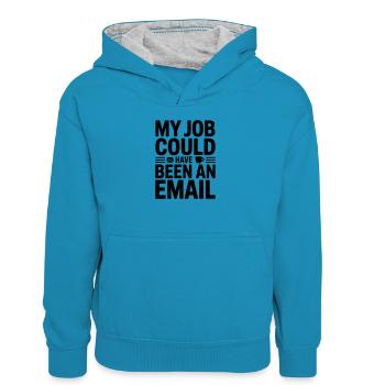 Humour de bureau pour les employés - Sweat à capuche contrasté Enfant - bleu paon/gris chiné - Devant