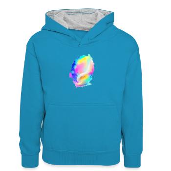 Shell - Kids’ Contrast Hoodie - peacock blue/heather grey - Front