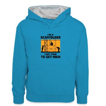 Scaffolder Scaffold Builder Scaffolding Platform - Kids’ Contrast Hoodie - peacock blue/heather grey - Front