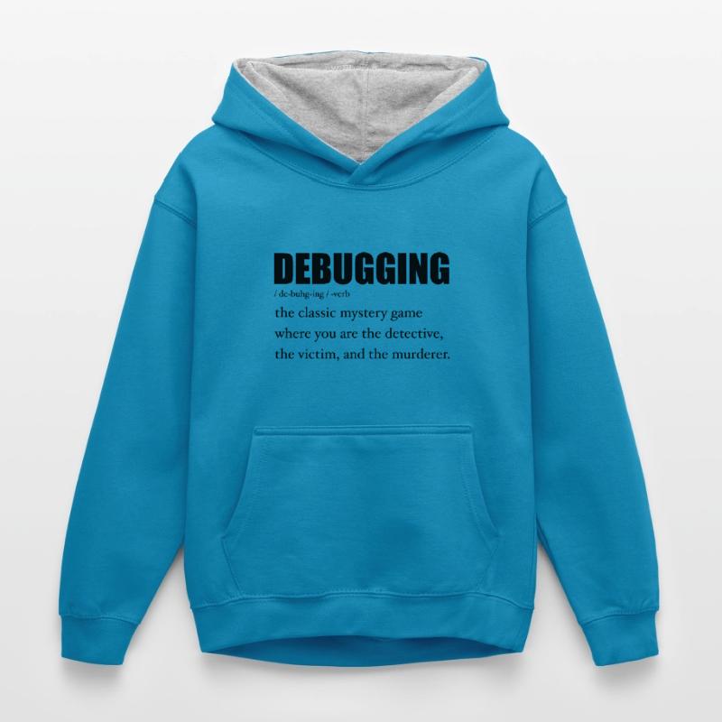 Programmer Debugging Definition Funny IT Developer Kids’ Contrast Hoodie