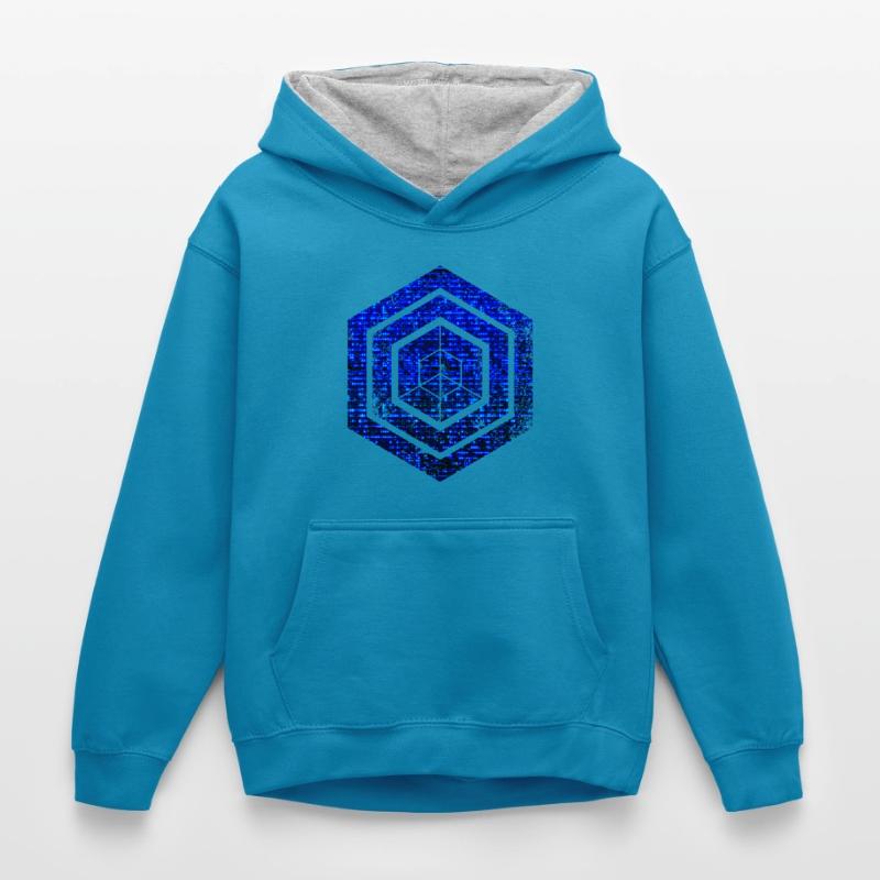 Hexagon-Programmierung Programmierer Codierung geometrisch Kinder Kontrast-Hoodie