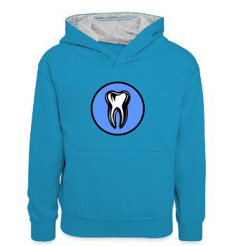 Icône de dentiste dentaire - Sweat à capuche contrasté Enfant - bleu paon/gris chiné - Devant