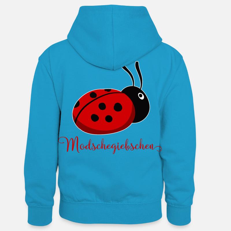 Modschegiebchen Ladybug Saxon Gift Idea - Kids’ Contrast Hoodie - peacock blue/heather grey